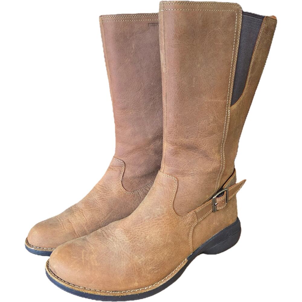 Merrell Waterproof Tan Leather Zip Up Mid Calf Boots Gorpcore Outdoors 9.5 VGUC - Picture 2 of 15